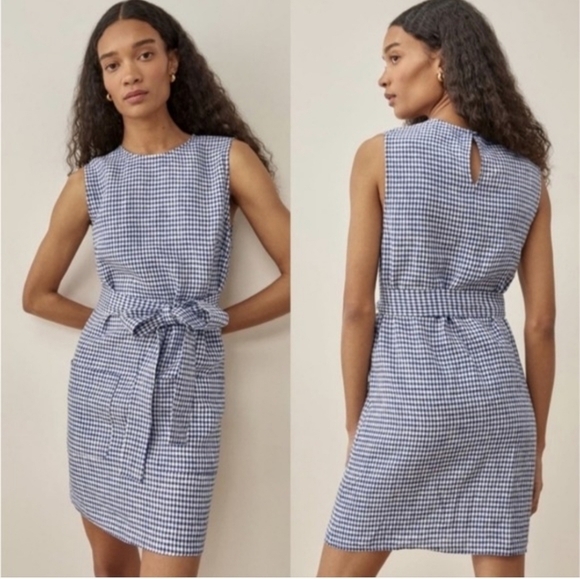 Reformation Dresses & Skirts - Reformation Sommer Linen Challah Check Dress Size Medium